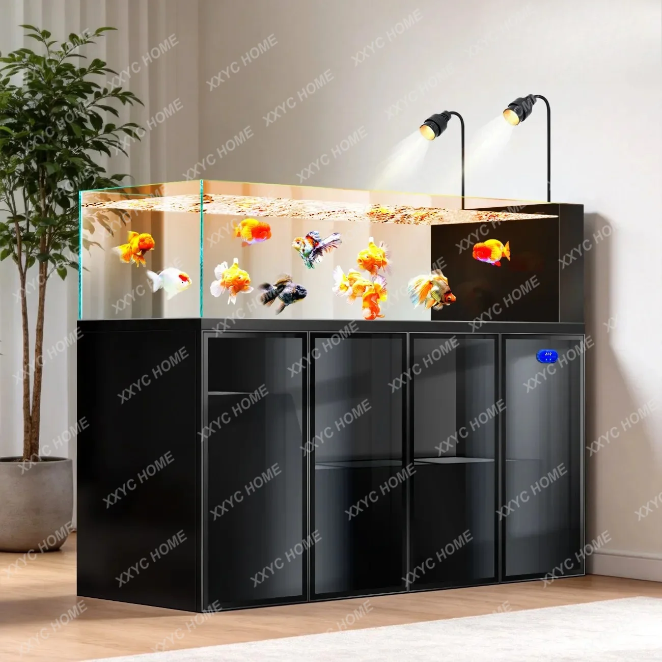 Stream Tank Fish Tank Living Room New Bottom Filter Ultra-white Glass Original Ecological Landscaping Grass Tank