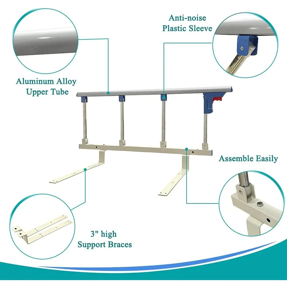 Bed Rails for Elderly Adults Rail Assist for Seniors Safety Bed Cane Guard Railing Bedrail Bar Collapsible Bed Side Grab Rail