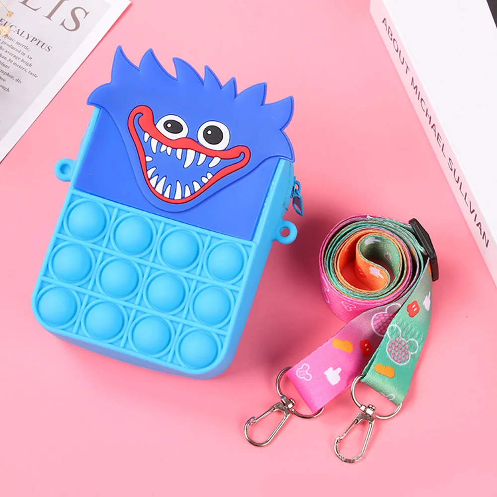 Popite Antistress Toys Pobbys Crossbody Bag Silicone Push Bubble Bag Reliver Autism Handbag Coin Pouch Purse for Kids Gifts