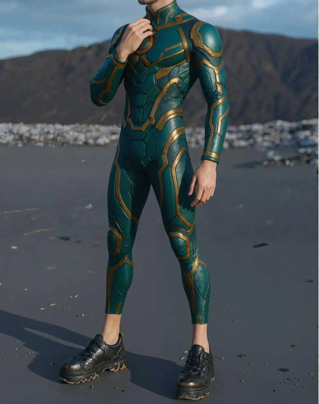 Herren Rüstungs-Muskelanzug, Karneval, Mechanischer Bodysuit, Halloween-Party, Bühnenauftritt, Cosplay-Kostüm, Strumpfhose – Detail 13