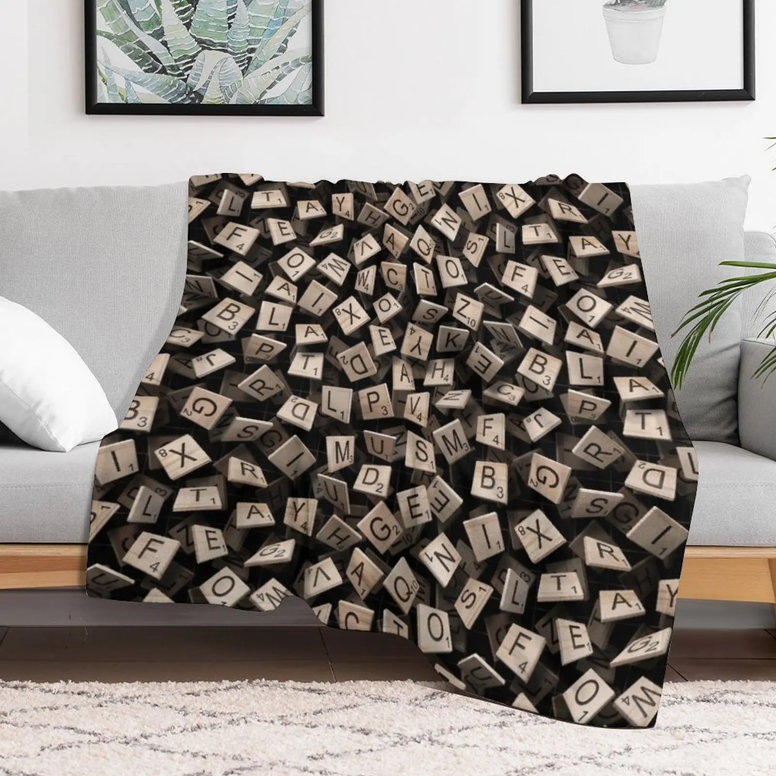 Scrabble Tile Madness Pattern Throw Blanket Flannel Fabric Hair blankets and throws christmas decoration Blankets