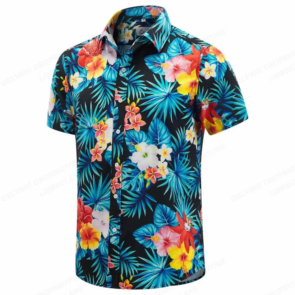 Floral Hawaiian Shirt Tropic Leaf 3d Printed Shirts Men Women Fashion Oversized Blouse Men's Vocation Lapel Shirt Beach Camisas