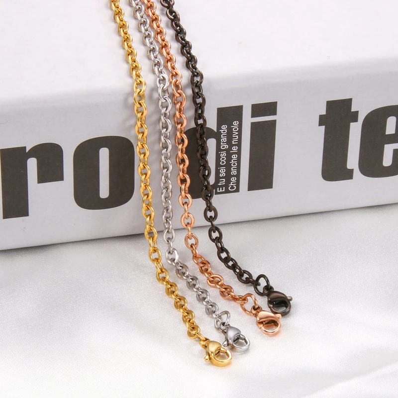 65CM Stainless Steel Link Chains Bulk Lot 1.2mm Gold Color Necklace Chains for Diy Bracelet Supplies Jewelry Making Accessories