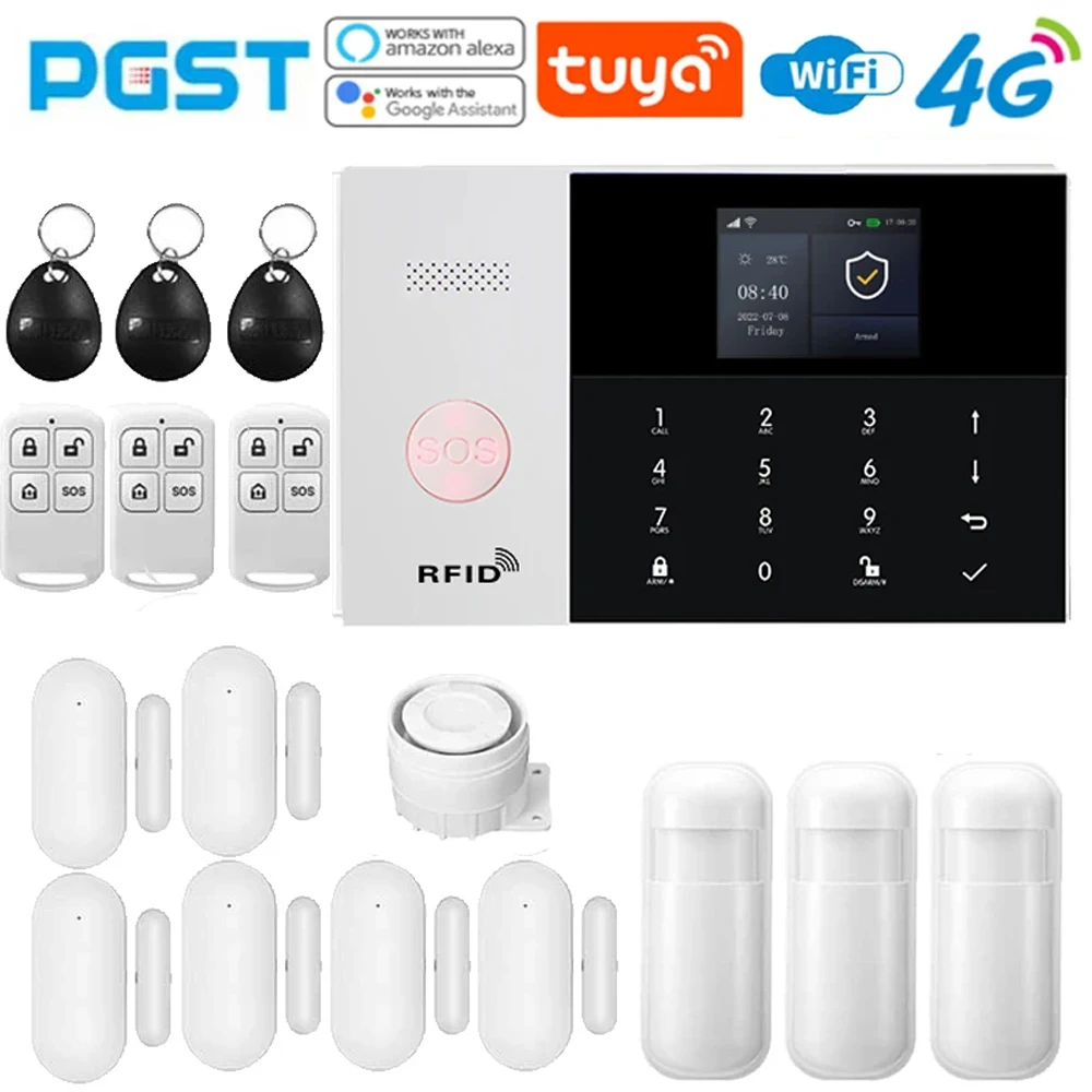 Tuya 4G smart home anti-theft alarm, WIFI， An easy-to-use secure home life alarm system that connects all 433MHz sensor accessor