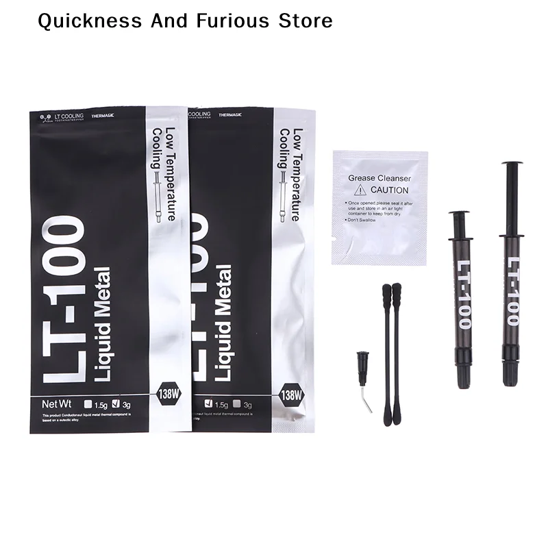 【TO】1Pc 1.5g/3g LT-100 138W Liquid Metal Thermal Paste CPU GPU Graphics Card CPU Laptop Cooling Conductive Silicone Grease Sheet