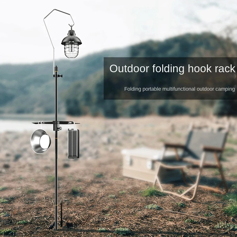 Portable Hanging Lamp Rack Lantern Lamp Water Bottle Pot Stand For Fishing Picnic