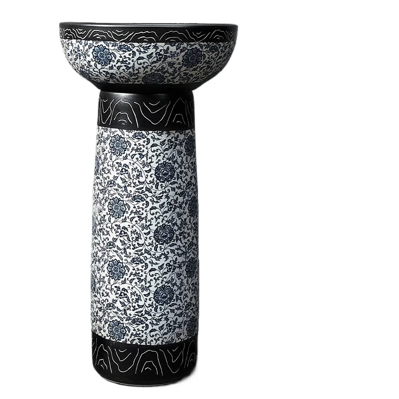 

Открытый ретро двор синий и белый фарфоровый столб умывальник садовый керамический встроенный умывальник