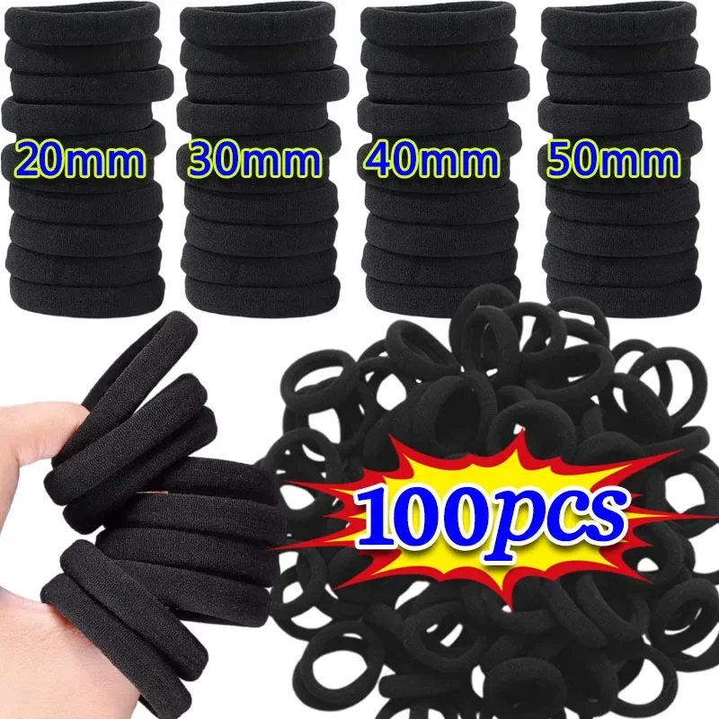 Women Black High Elastic Hair Bands Black Basic Hair Tie Headband Simple  Ponytail Holder Headwear Hair Accessories