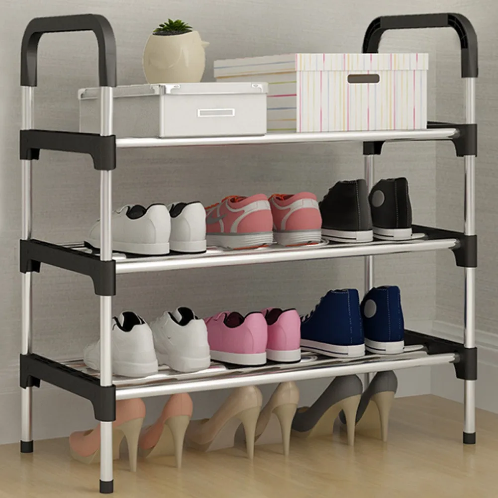 Black Space Saving Multi-layer Shoe Rack - Easy to Install, Large Capacity Metal Shoe Organizer for Entryway, Living Room, Bedro