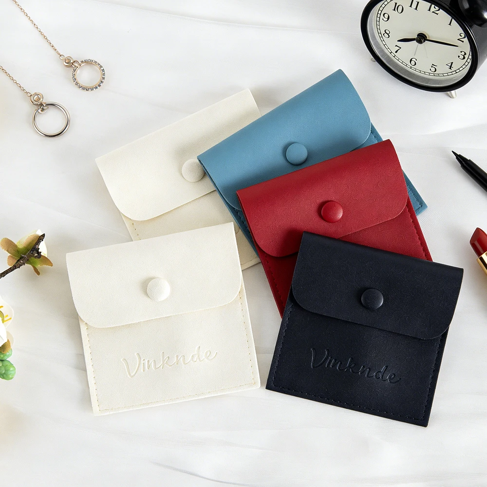 

50Pcs/Lot Jewelry Gift Bags Custom Logo Size Wedding Favors For Guests Microfiber Ring Earrings Bracelet Packaging Organizer Bag