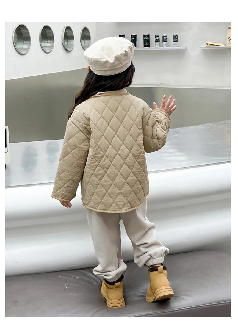 Girls Warm Jackets Teen Plus Velvet Coats Children\'s Winter Cotton Cardigan Blouse Kids Autumn Padded Casual Outerwear 3-10Y