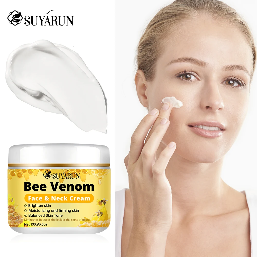 كريم SUYARUN Premium Bee Venom المضاد للشيخوخة للوجه والرقبة - لشد تقليل التجاعيد، تركيبة عضوية للترطيب العميق.
