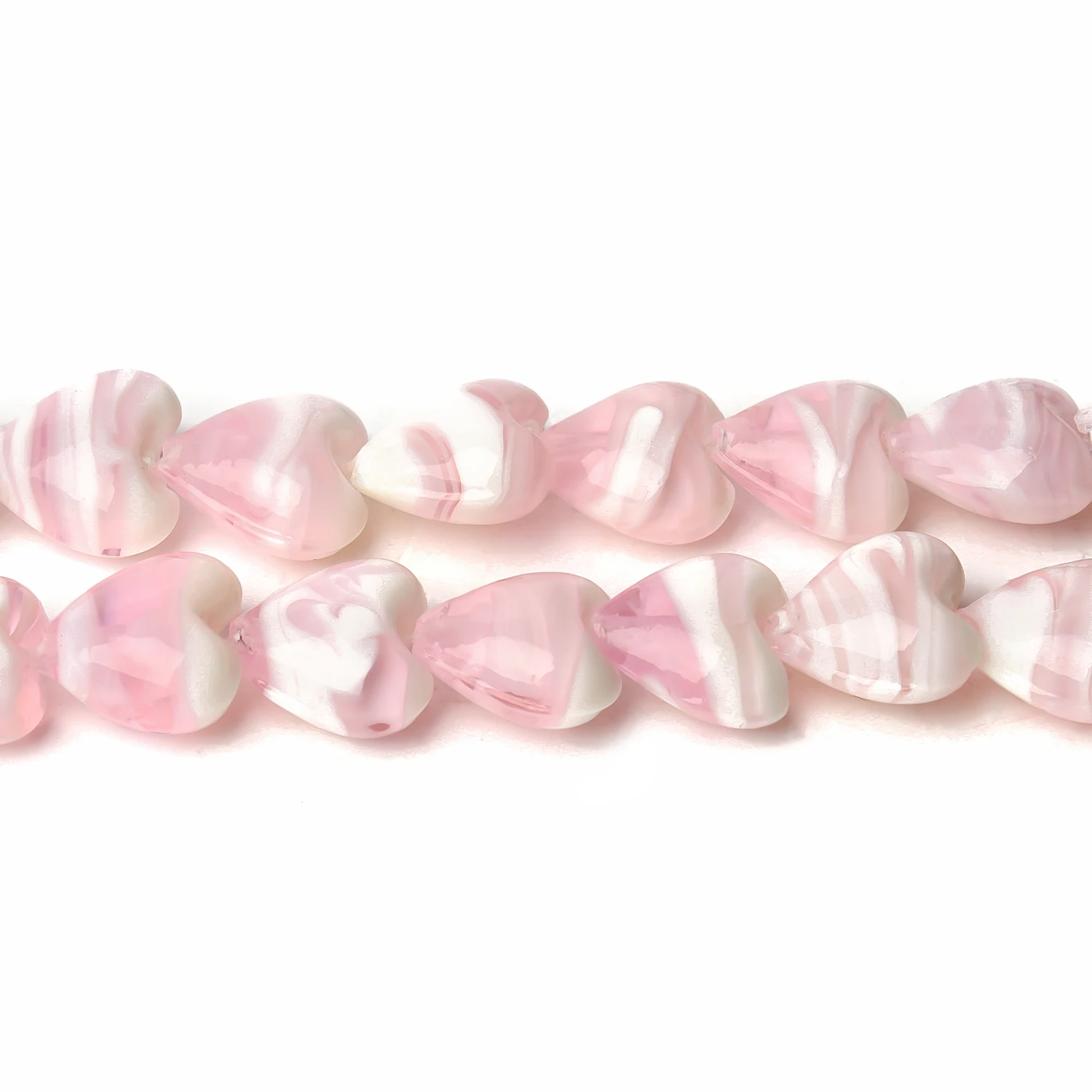 15MM Rose Pink Candy Stripe Murano Lampwork Glass Love Heart Crafts Beads For Jewelry Making Diy Earring Finding Accessory