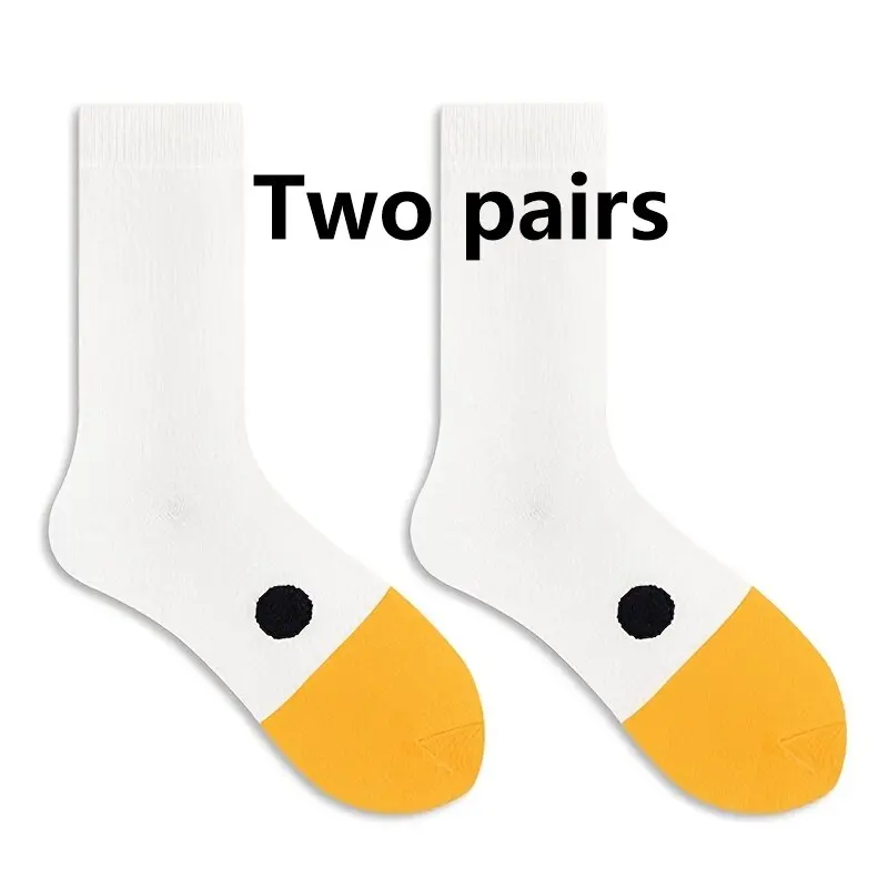 زوج واحد/2 أزواج/5 أزواج من جوارب الهيب هوب الممتعة للرجال والنساء للفصول الأربعة برأس أوزة متوسطة الأنبوب، قابلة للغسل يدويًا، لون سادة كاجوال #1