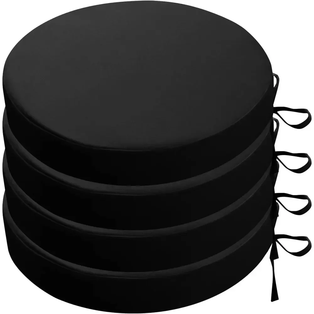 

Set of 4 Waterproof Outdoor Patio Chair Cushions, Black, 18x18x2