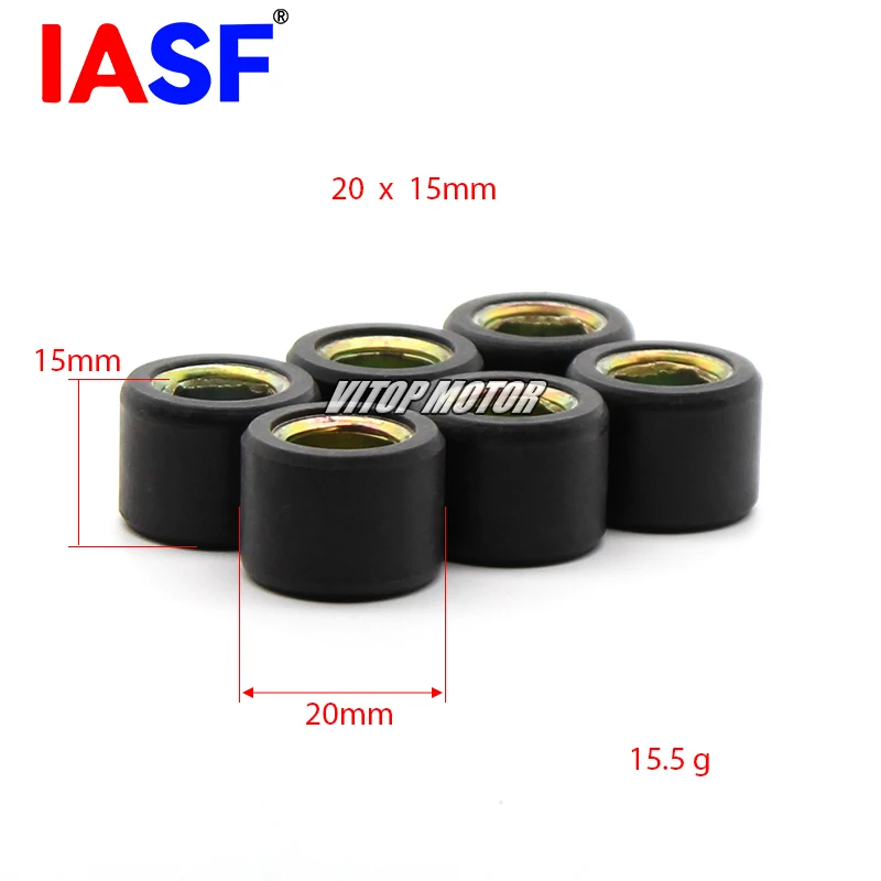 IASF Motorcycle 6PCS Clutch Variator Roller Weight Set 20x15mm 15.5g for CH125 CH150 CF150 SH125 SH150 PCX150 PCX125 B&W DINK