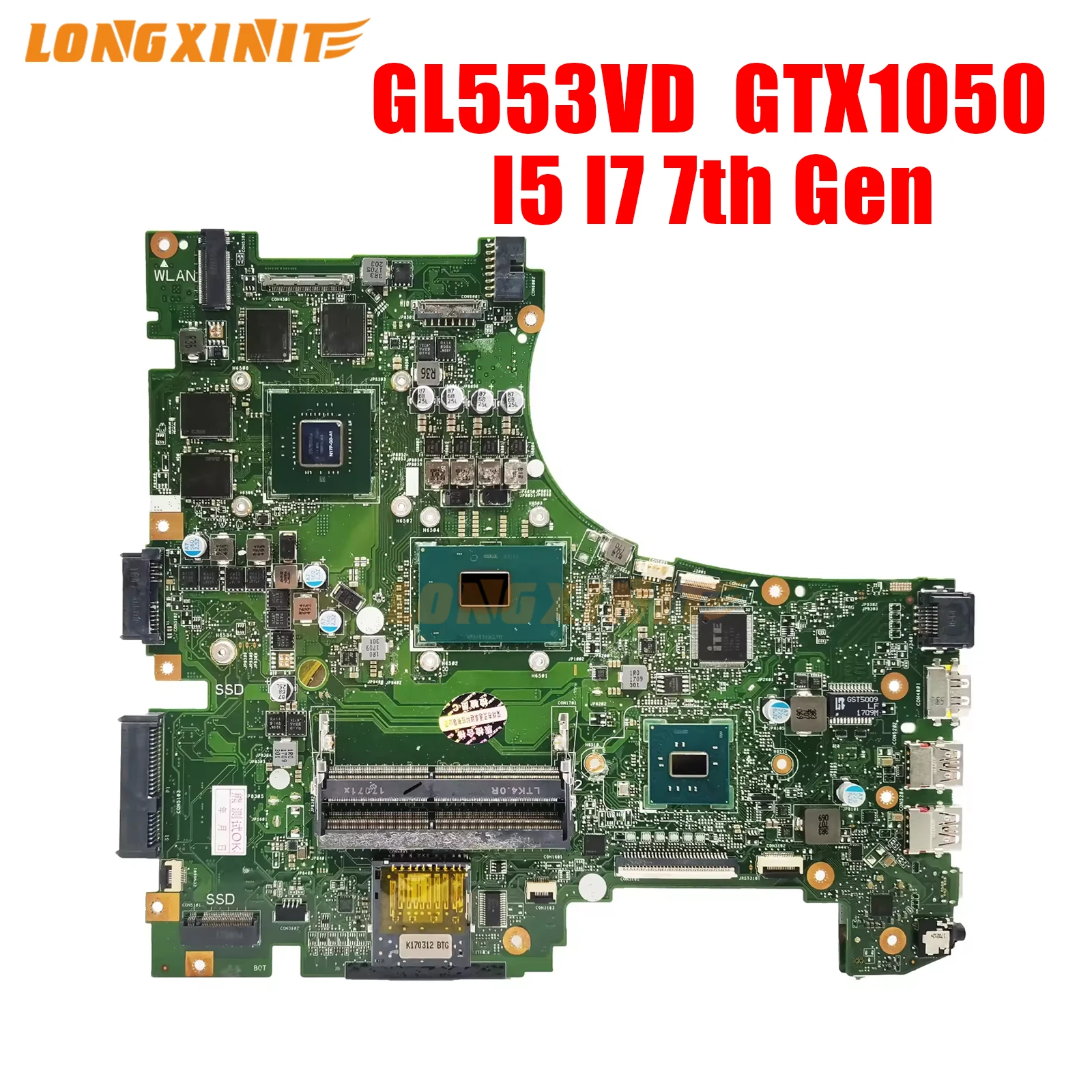 

GL553V Notebook Mainboard CPU I5 I7 7th Gen GTX1050-V2G/V4G GPU For ASUS GL553VE GL553VD GL553VW GL553V ZX53V Laptop Motherboard