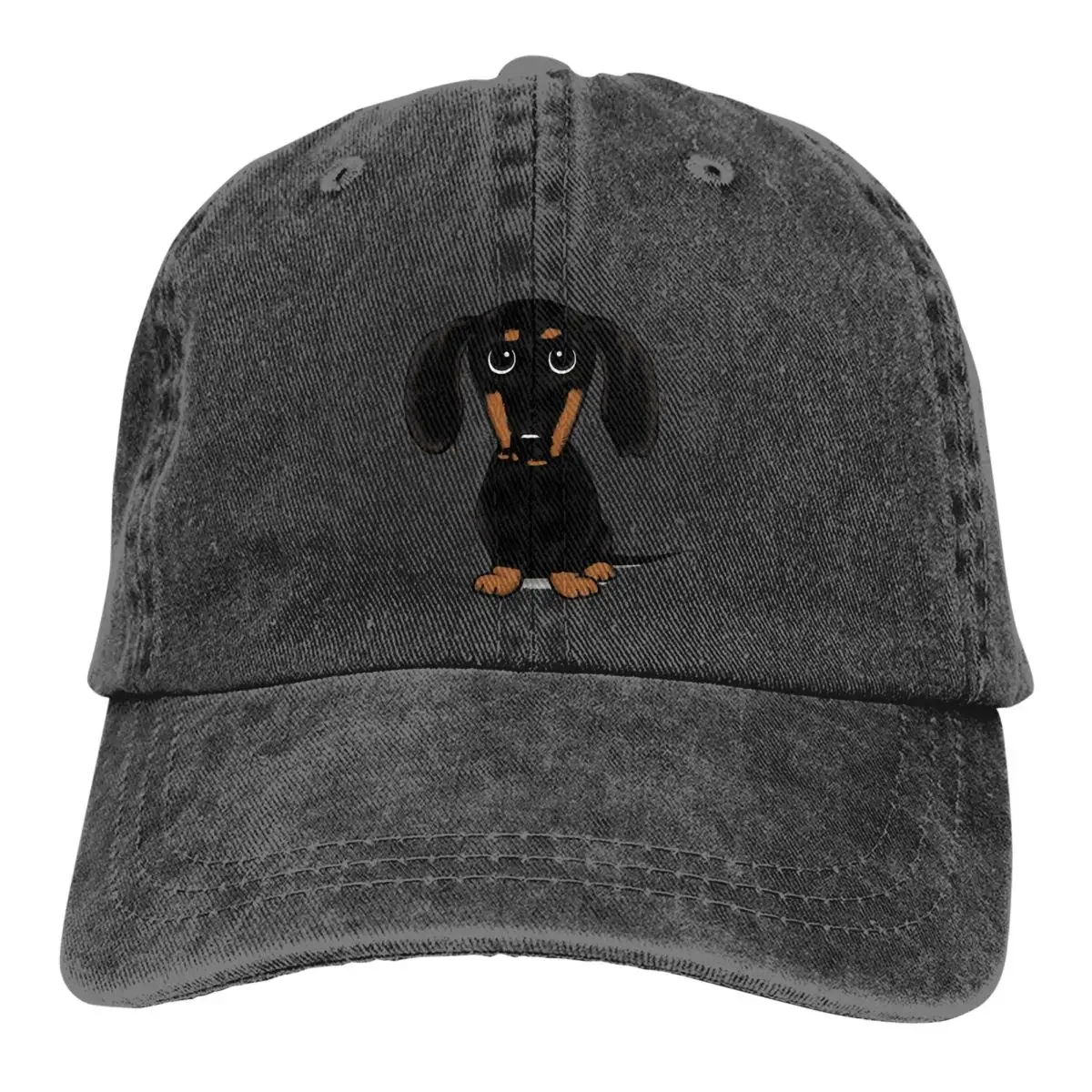 

Pure Color Dad Hats Cute Black And Tan Smooth Coated Dachshund Women's Hat Sun Visor Baseball Caps Animal Peaked Cap