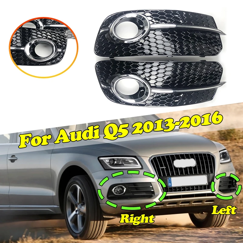 

A Pair ABS Front Bumper Fog Light Lower Grille Grill Cover for Audi Q5 2013 2014 2015 2016 Left Right Replacement Racing Grills