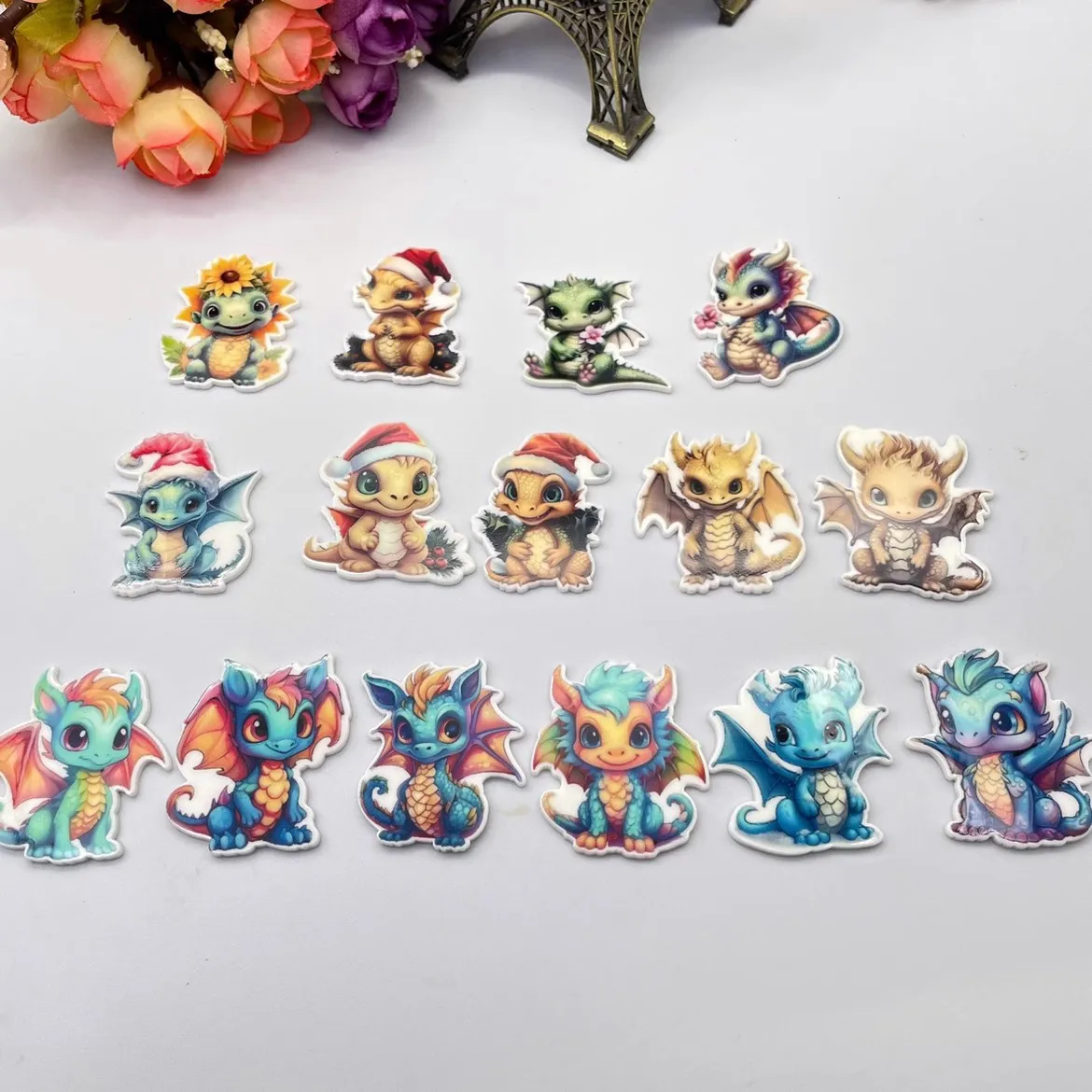 10 pieces animall Cartoon New cartoon  Figurine  Crafts Flat Back Resins Bow Diy Hairpin hair Accessories headwear 23082901