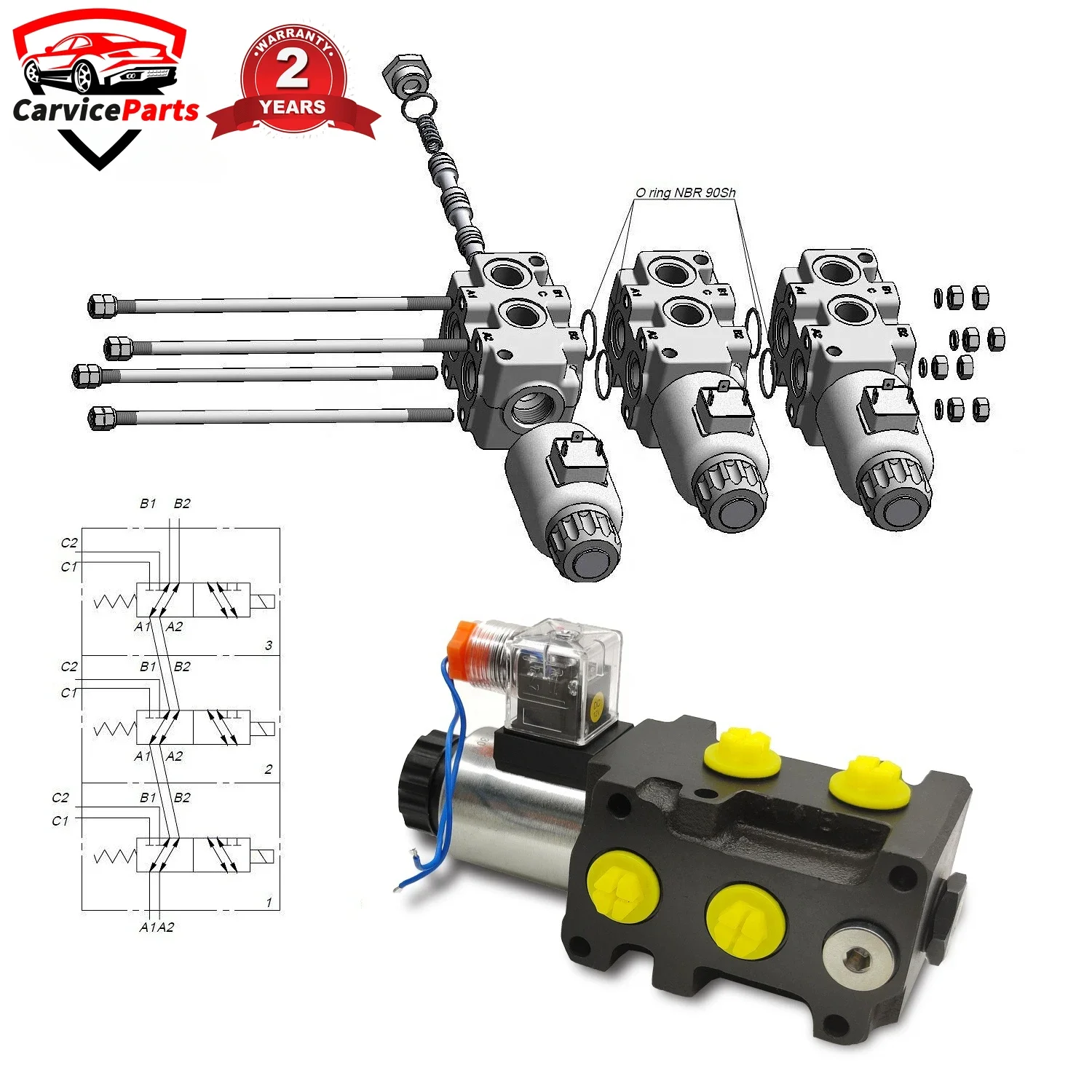 SVV06 24v 12v Solenoid Diverter Valve Hydraulic Multiple Directional Control