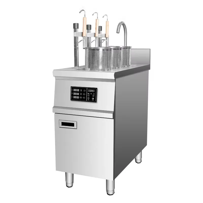 Commercial Electric Automatic Noodle Pasta Cooking Machine Stainless Steel Boiler Lifting Cooker with Cabinet Kitchen Equipment