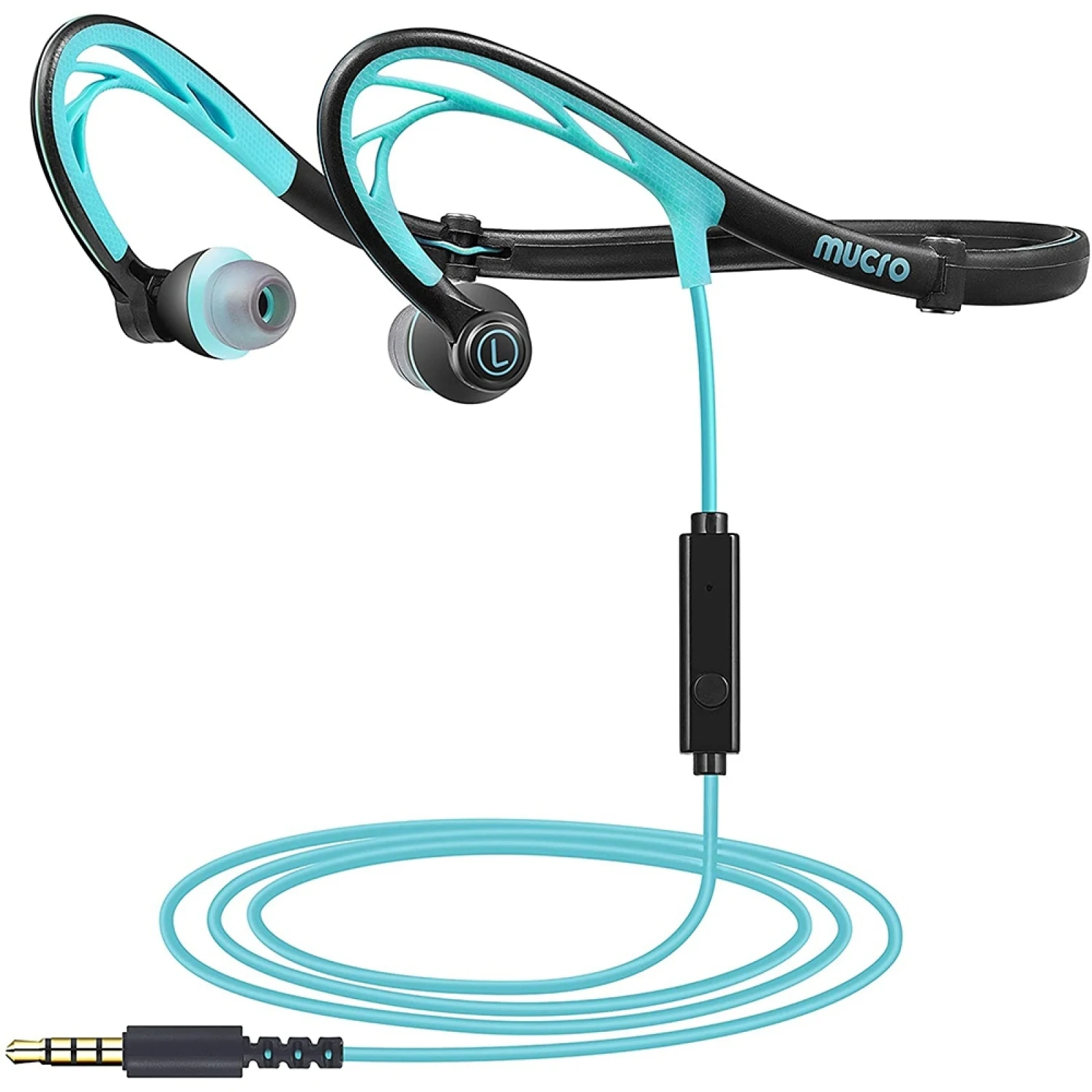 Mucro ML233 Running In-Ear Sport Neckband Wired Stereo Headphones for Jogging Gym Earphones with Microphone Workout Headsets