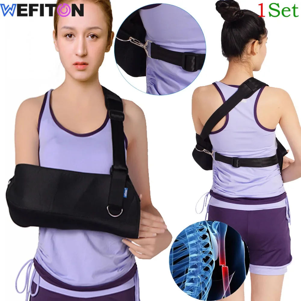 1Set Adjustable Arm Sling Immobilizer for Women Men - Support Strap for Collar Bone,Shoulder Injury,Padded for Left Right,Sprain