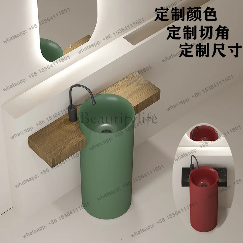 Narrow household small-size column basin can be customized countertop integrated floor washing table