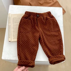 New autumn baby clothing, 0-3 year old baby girls dot printed corduroy loose casual pants