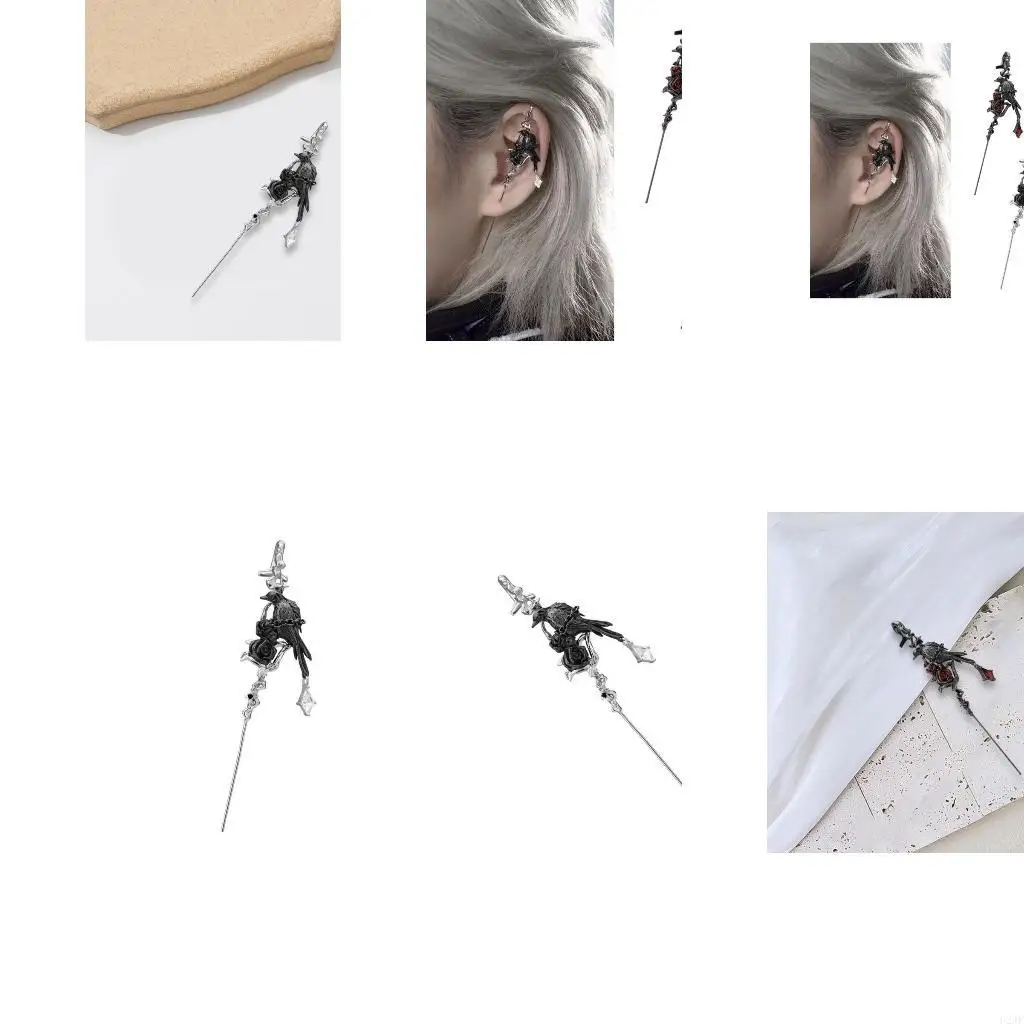   Alloy Crow Ear Studs Fashion Animal Piercing Earring for Edgy Fashion Lovers