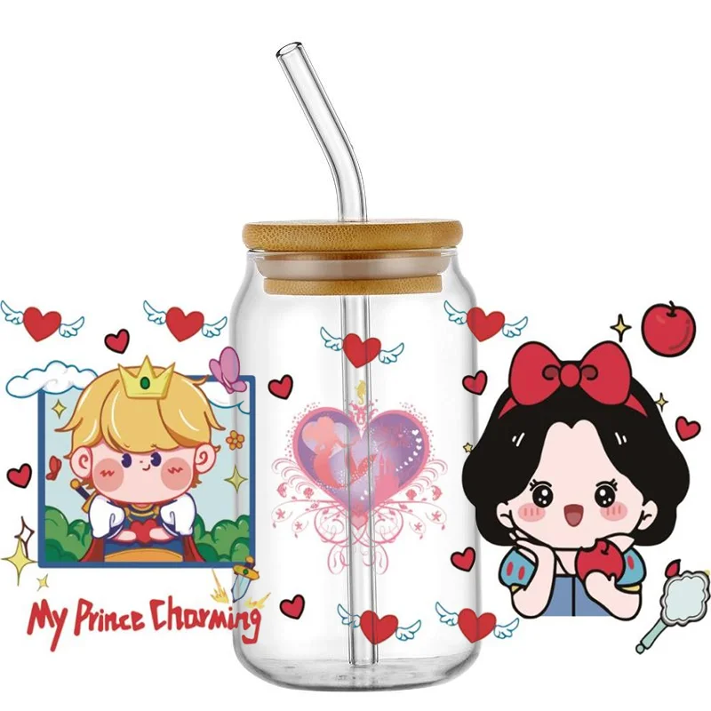 

Miniso Q-version Princess UV DTF Transfer Sticker Cartoon for 16 Oz Libbey Cups Wrap Selfadhesive Waterproof Decals Custom