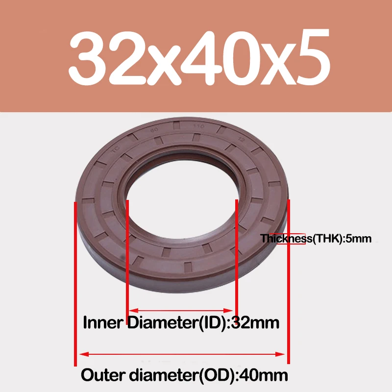 ID32/33/34/35/36mm,FKM Framework Oil Seal TC Fluoro Rubber Gasket Rings Cover Double Lip with Spring for Bearing Shaft,ID*OD*THK