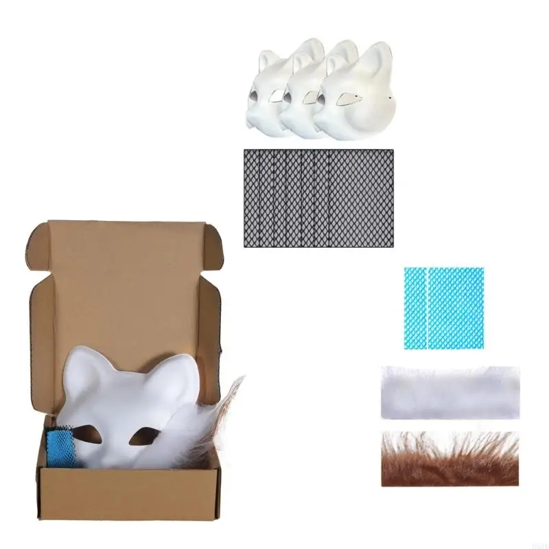 H58E 3pcs القطط القابلة للطلاء القابلة للطلاء مع قناع القماش الشباك الصافي القماش غير مصفولة