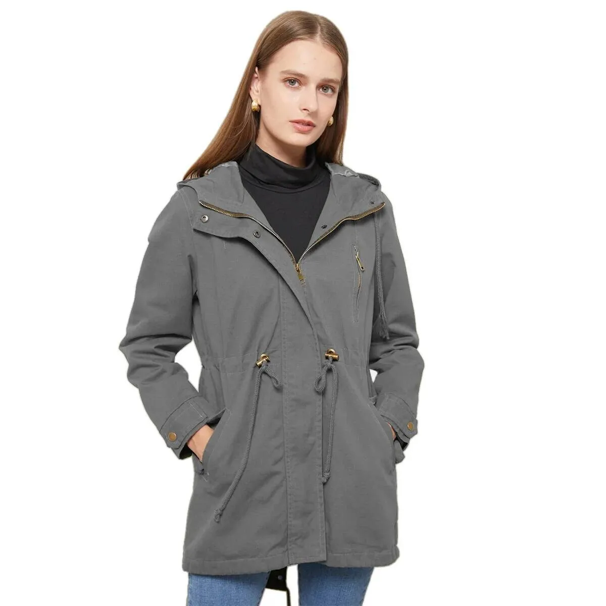 Veste à capuche pour femmes bordeaux, vestes coupe-vent à manches longues vertes manteau décontracté à la mode noir bleu café kaki S-4XL