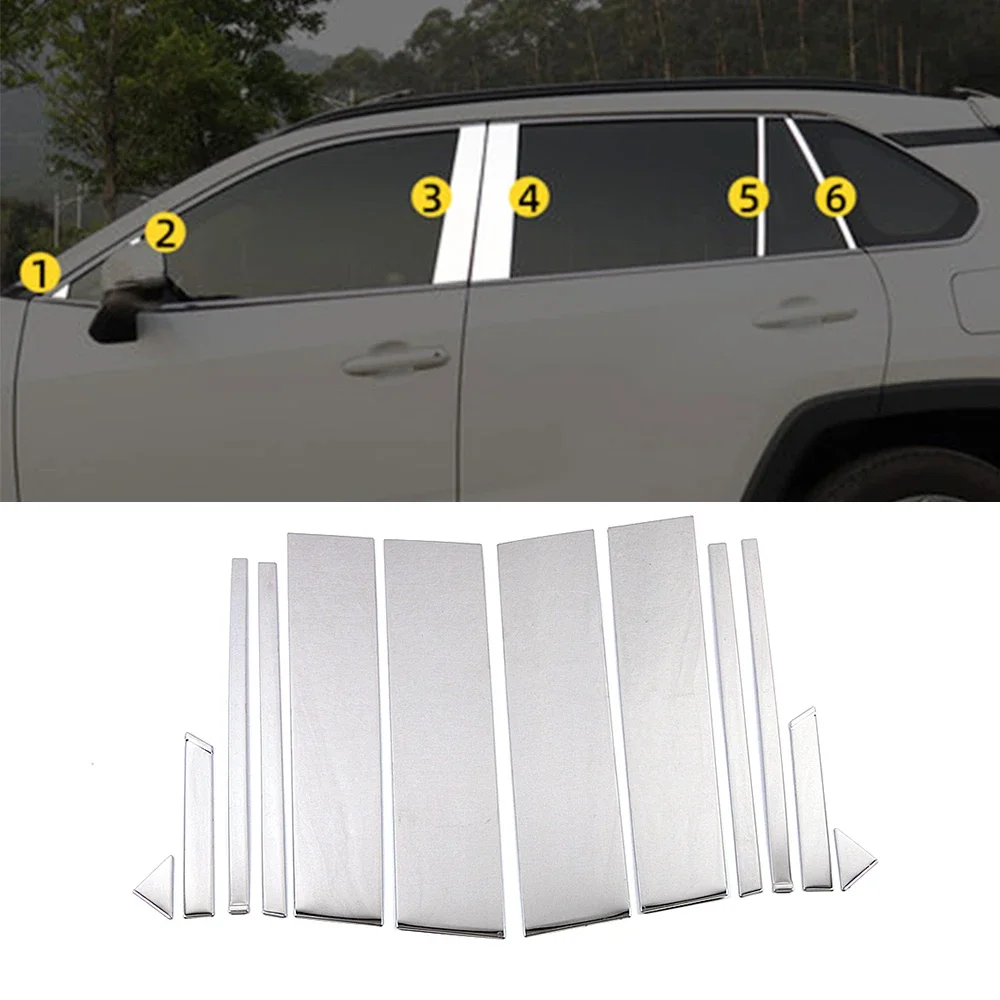 For Toyota Rav 4 Rav4 5 Gen 2019-2024 Decorate Chrome Window Pillar Strip Cover Trim Stainless Steel Center Pillars Sticker