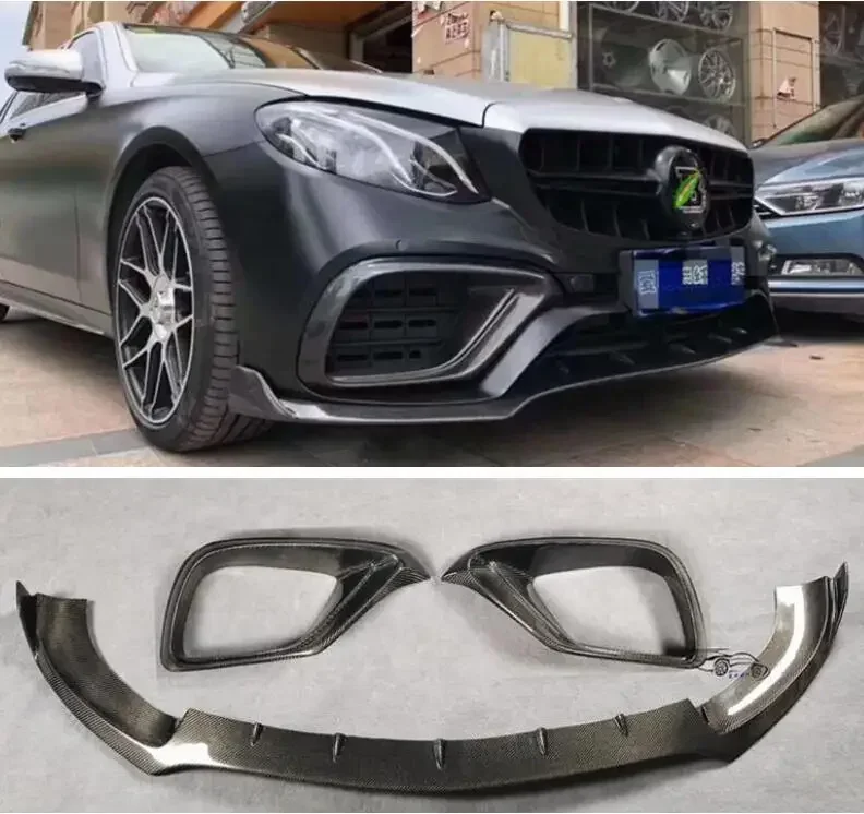 Front bumper Lip For Mercedes-Benz E Class W213 E63 E63s AMG Spoiler Lid Fog light Air Vent Outlet Cover Carbon Fiber