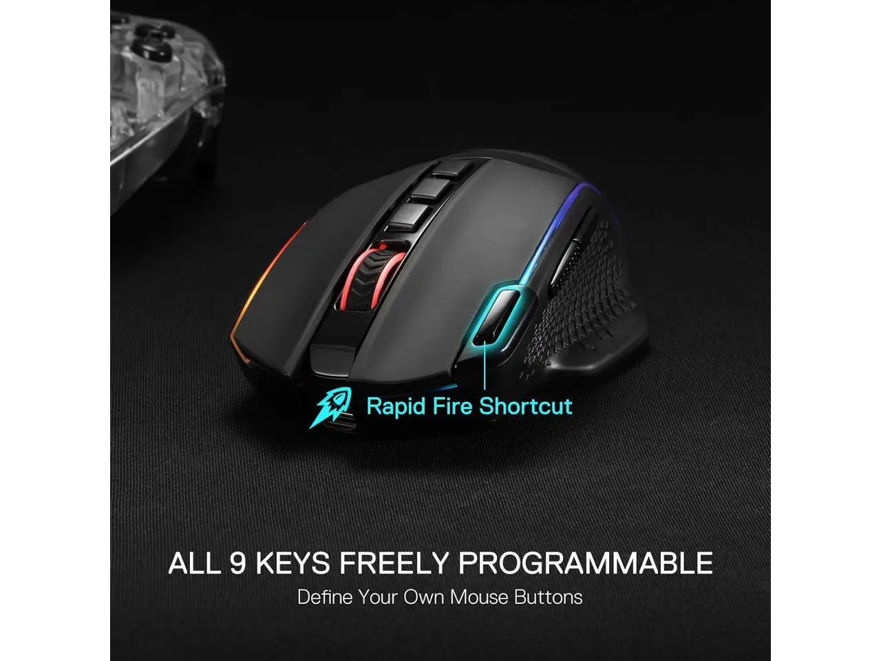 Redragon M991 Wireless Gaming Mouse, 26000 DPI 3-Mode Gamer Mice w/Rapid Fire Key, 9 Macro Buttons, Powerful Capacity and RGB Backlight for PC/Mac/Laptop view 7