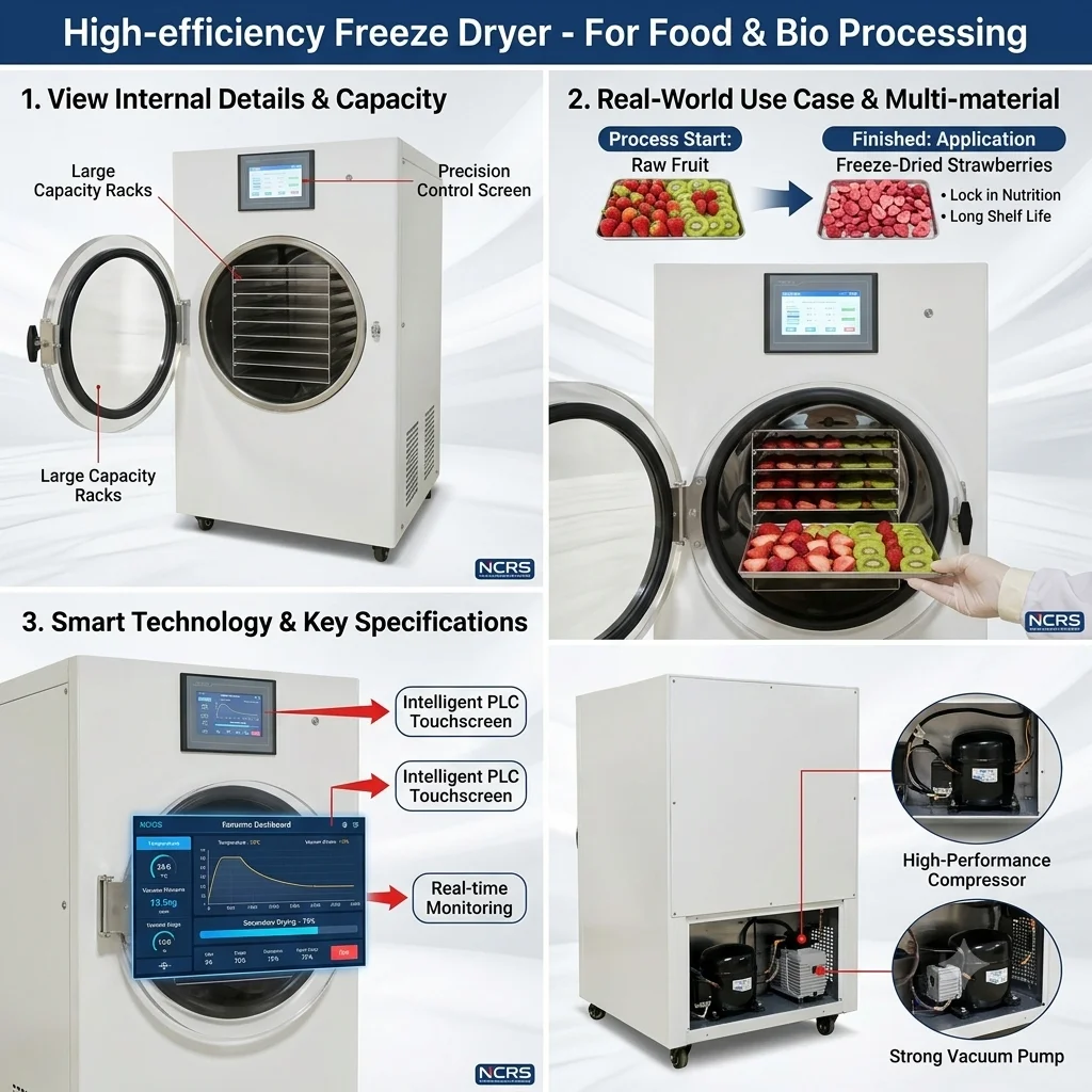 Professional Home Use Vacuum Lyophilizer Freeze Dryer for Fruits, Vegetables, Meat, and Herbs