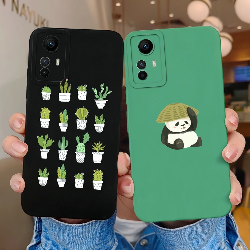 Case For Xiaomi Redmi Note 12S Cute Cartoon Pattern Square Liquid Silicone Soft TPU Phone Cover For Redmi Note 12 S Fundas Coque