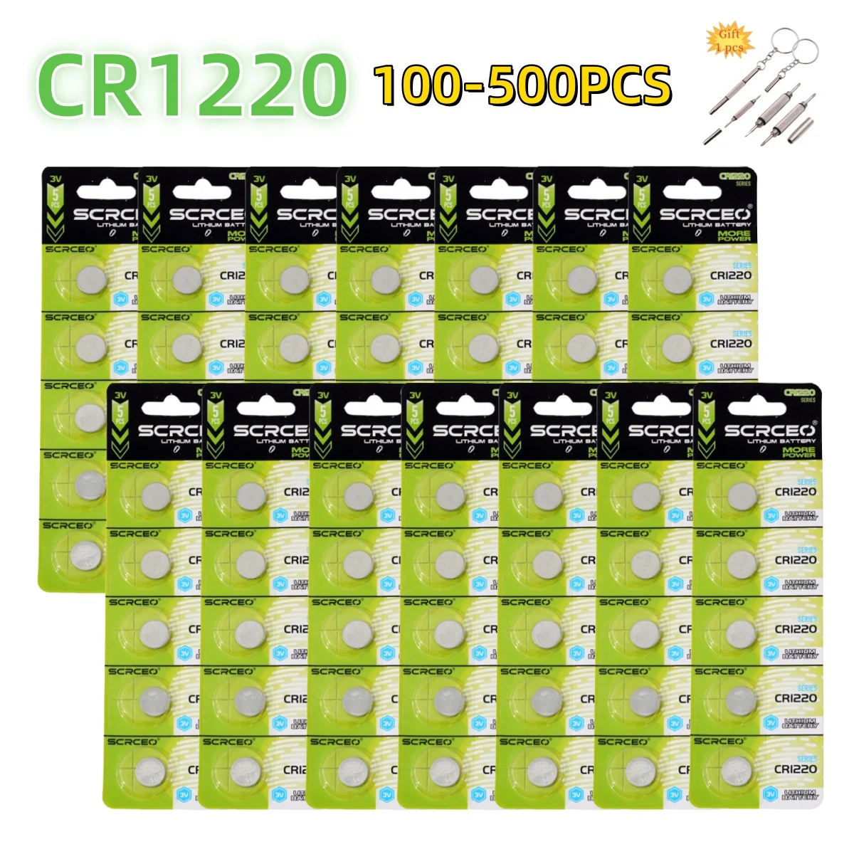 

100-500PCS CR1220 3V Lithium Button Battery BR1220 LM1220 DL1220 L04 5012LC Coin Cell Watch CR 1220 Batteries for Toys Remote