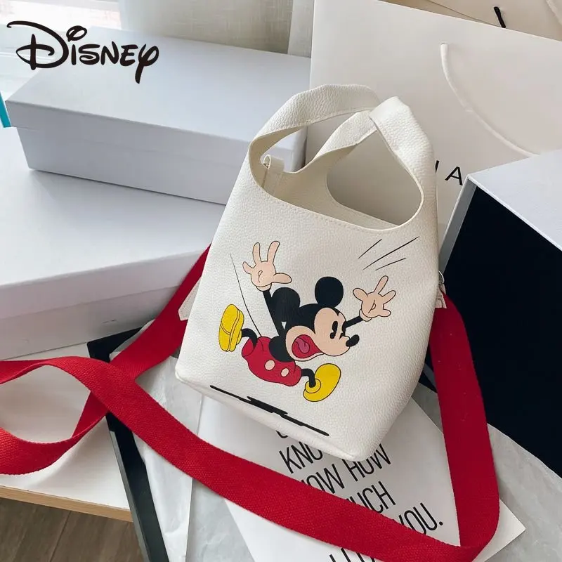 MINISO Disney Messenger Bag Female Cartoon Mickey Printing Combination Bag Drawstring Mini Small Bag Cute Portable Bucket Bag