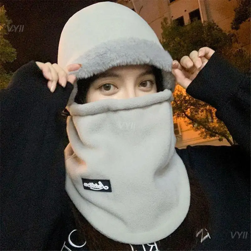 Hood Thicken Skin-friendly Windproof Sweatproof Soft Hat Warmth Comfortable Adjustable Removable Winter Fashion Helmet Hat Scarf