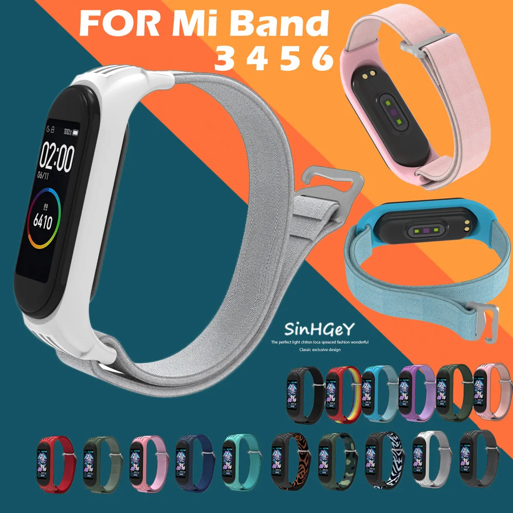 

Ремешок SinHGeY для Xiaomi Mi Band 3 / 4 / 5/6, сменный Браслет из мягкого нейлонового волокна с пряжкой, Спортивная петля Mi