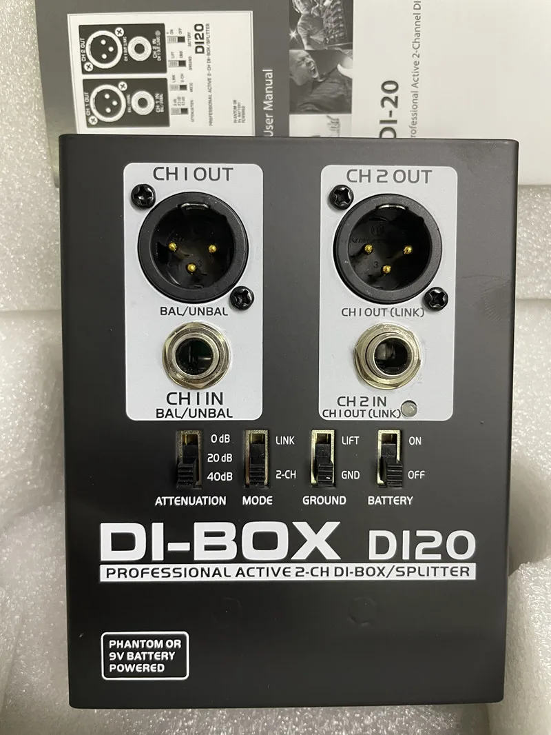 

2 Channels Direct Injection Box Active DI BOX with Split Modes Servos Balanced for Studio Recording Direct Injection