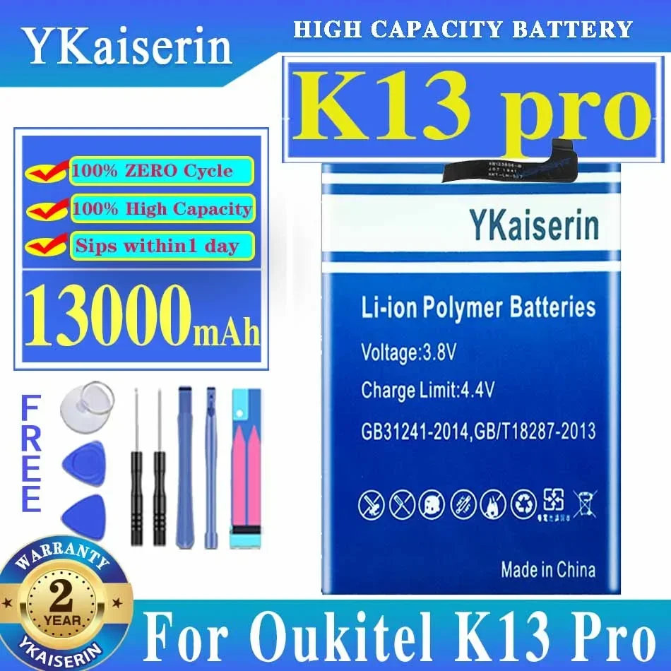 

YKaiserin Battery K 13 Pro 13000mAh For Oukitel K13 Pro K13pro Bateria + Free Tools