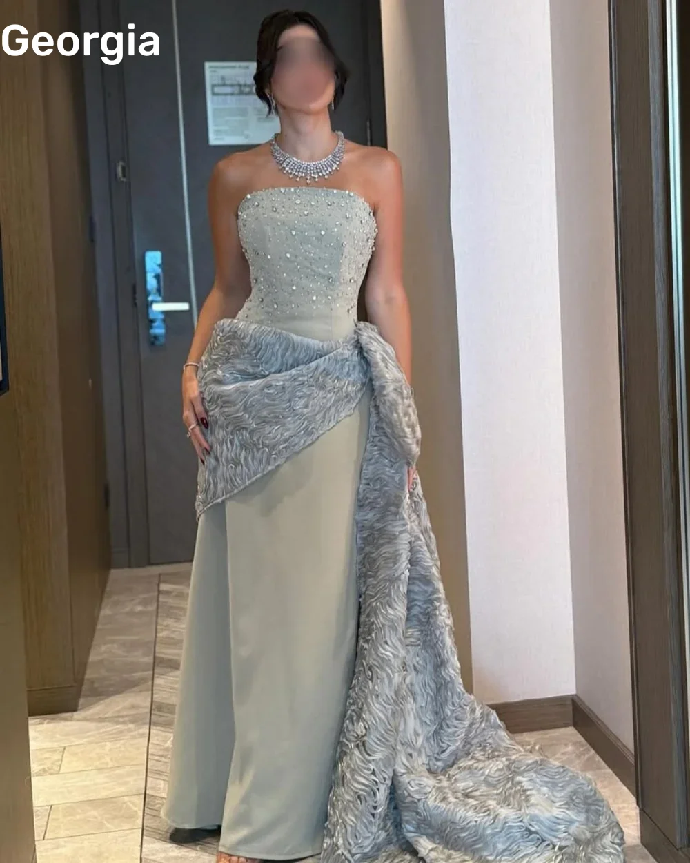 

فساتين سهرة Customize A-Line Strapless Ruffle Elegant Party Dresses For Women Floor-Length Beaded Zipper Sleeveless Formal Occas