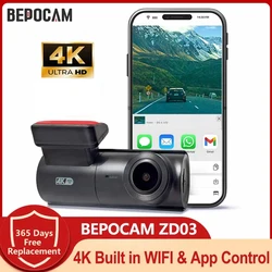 BEPOCAM ZD03 4K Dash Camera for Car DVR Camera Dashcam Built in WIFI & App Control 170° Wide Angle FOV WDR Night Vision Recorder