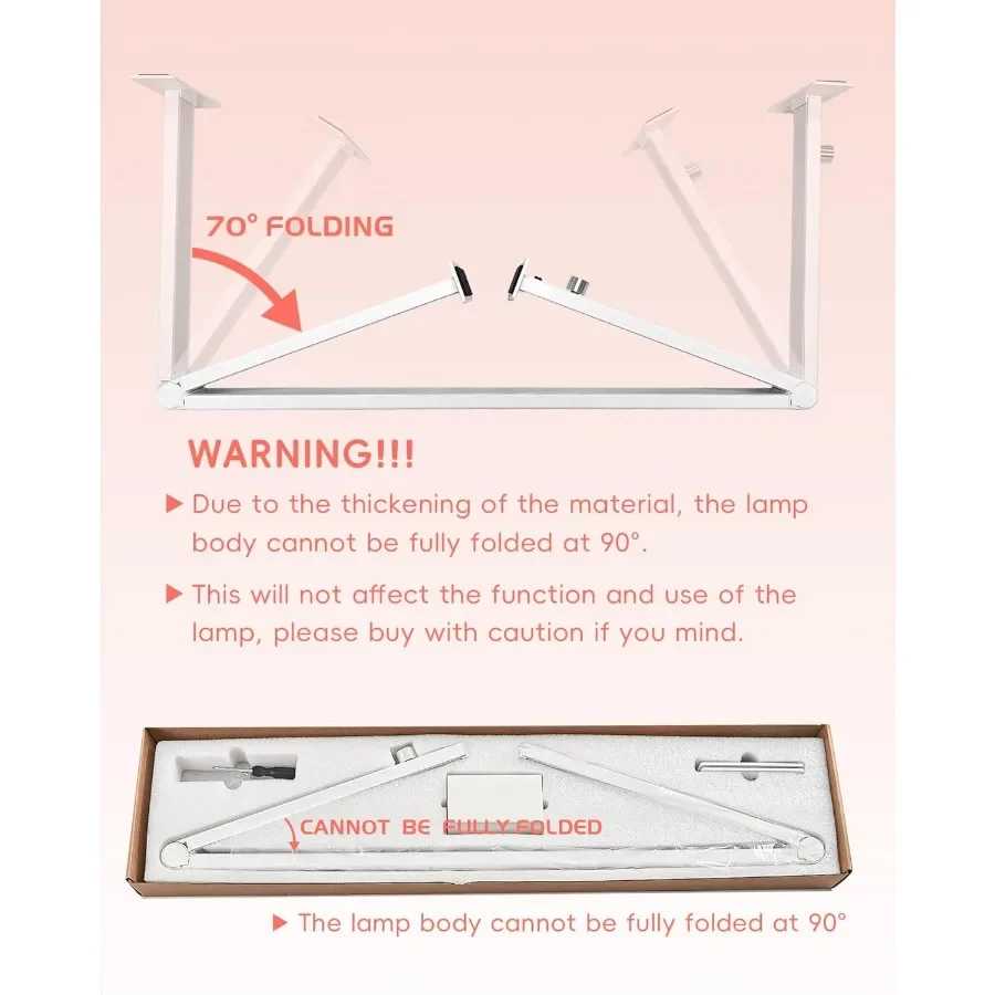 طوي نصف ضوء القمر لمكتب الأظافر 48 واط مستطيل مسمار التكنولوجيا مصباح 33in LED لمبة مكتب مع مقبض 3 طرق 30006000 كيلو عكس الضوء Whi