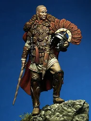 Unassambled 1/24 75mm  ancient warrior stand with flag Resin figure miniature model kits Unpainted